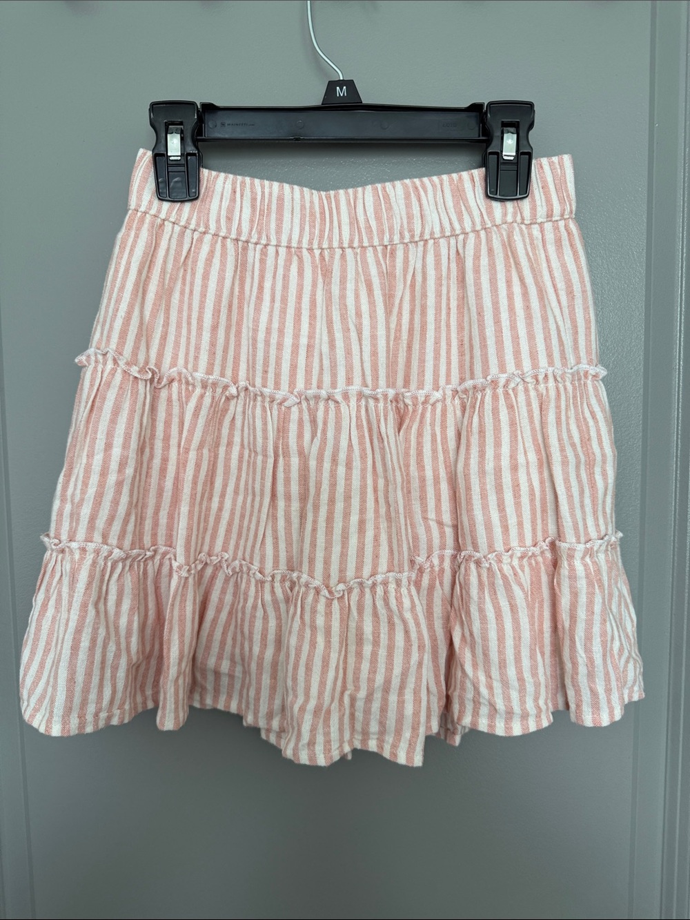 abercrombie kids Pink and White Striped Tiered Skirt
